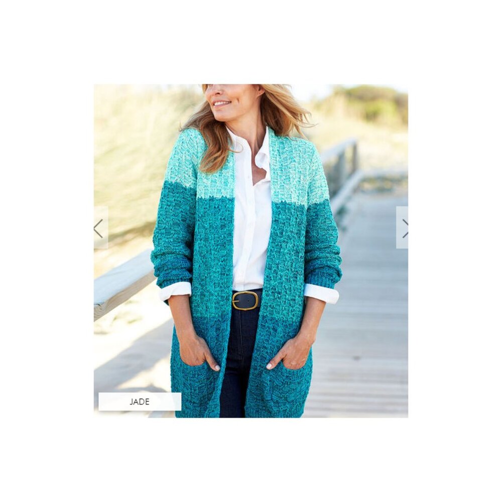 Cotton Traders Ombre Knit Open Front Cardigan Jade Size US 18 NWT